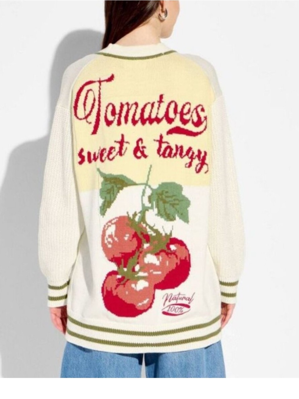 Tomatoes Sweet & Tangy Knit Cardigan - Cream & Red